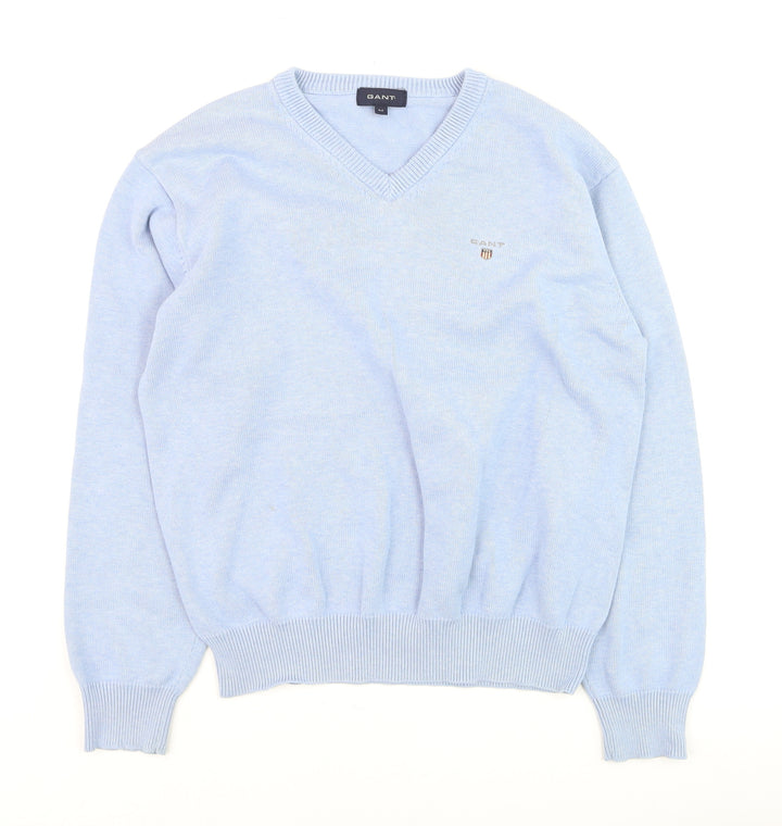 GANT Men’s Blue Cotton V-Neck Pullover Jumper M