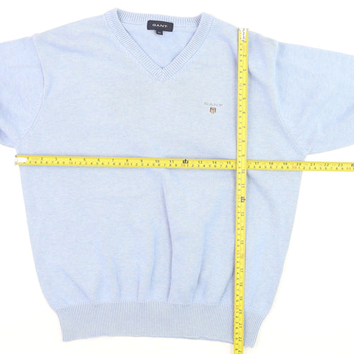 GANT Men’s Blue Cotton V-Neck Pullover Jumper M