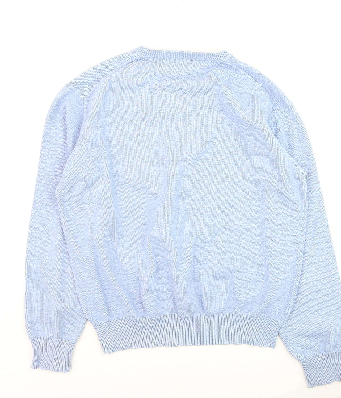 GANT Men’s Blue Cotton V-Neck Pullover Jumper M