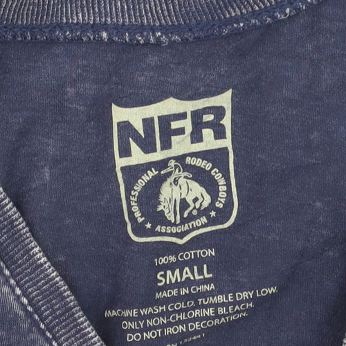 NFR Womens Blue Rodeo Graphic T-Shirt Small 100% Cotton Casual