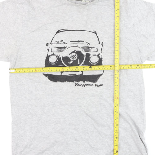 Kangaroo Poo Men's Grey Graphic Car T-Shirt Size L Cotton Blend