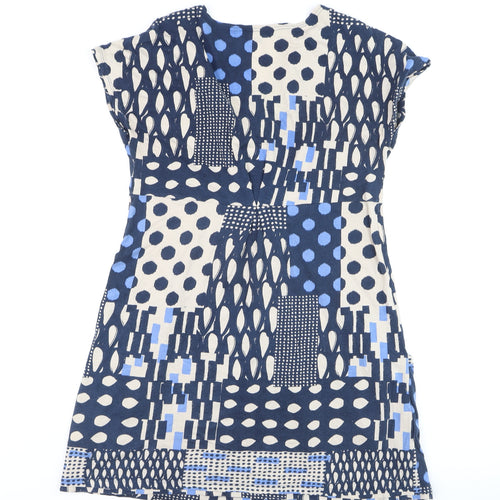 White Stuff Women’s Blue A-Line Jersey V-Neck Dress Size 12