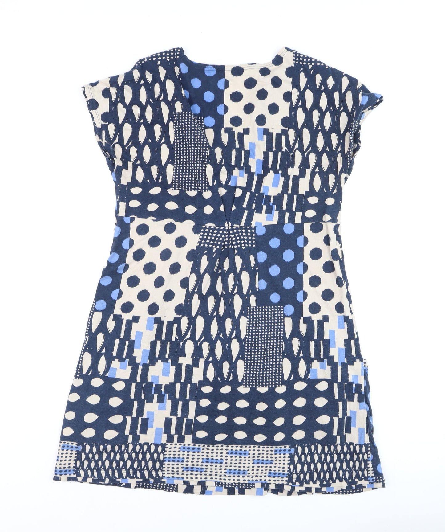 White Stuff Women’s Blue A-Line Jersey V-Neck Dress Size 12