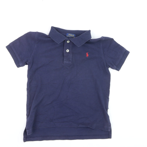 Ralph Lauren Boys Navy Blue Polo Shirt Size 5 Years Classic Cotton Short Sleeve