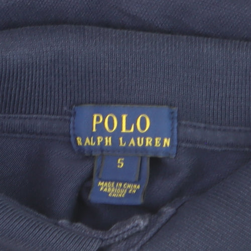 Ralph Lauren Boys Navy Blue Polo Shirt Size 5 Years Classic Cotton Short Sleeve