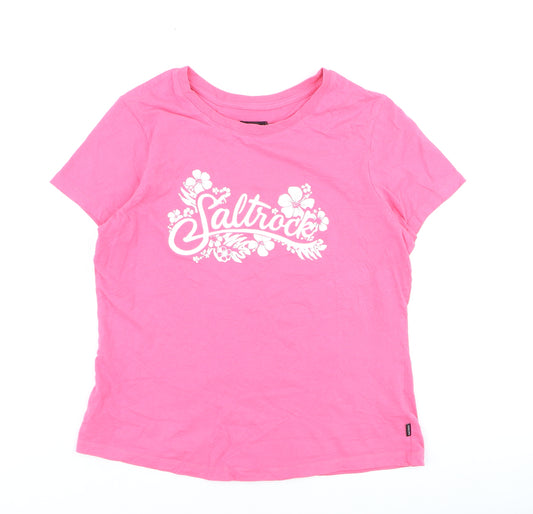 Saltrock Womens Pink Floral Print Cotton T-Shirt Size 12