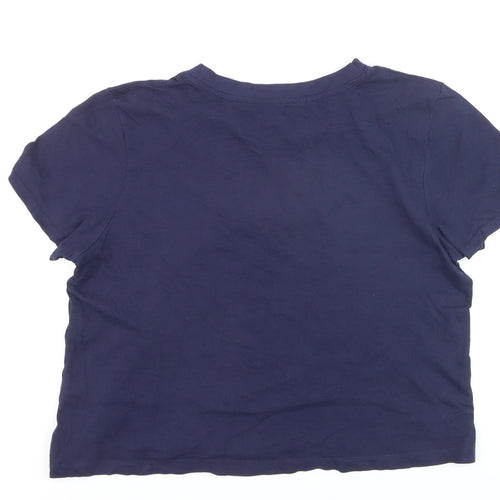 Primark Women's Blue Printed T-Shirt Size 12/14 Short Sleeve Casual Top