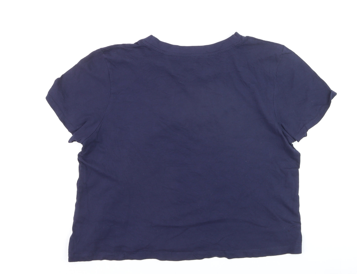 Primark Women's Blue Printed T-Shirt Size 12/14 Short Sleeve Casual Top