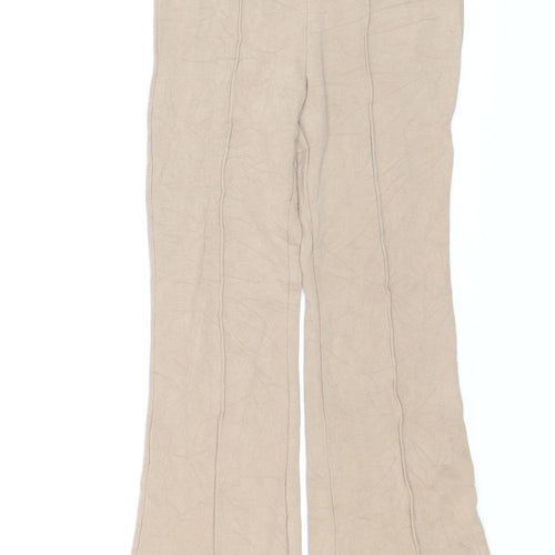 H&M Girls Beige Flared Jersey Trousers Size 9-10 Years Cotton Blend