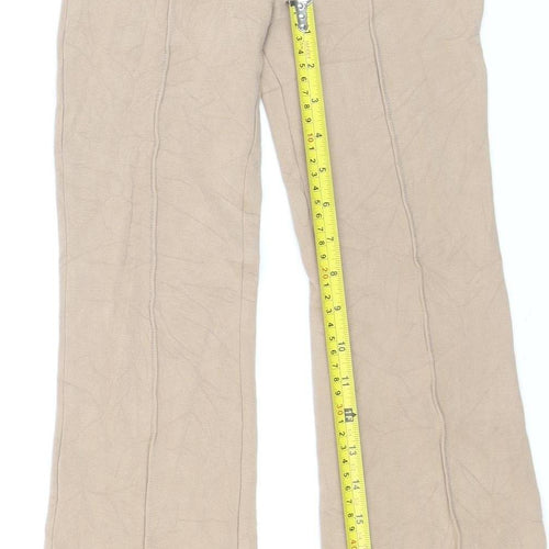 H&M Girls Beige Flared Jersey Trousers Size 9-10 Years Cotton Blend