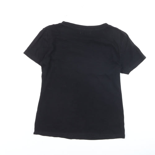 QED London Womens Black Beaded AMOUR Short Sleeve Cotton T-Shirt M