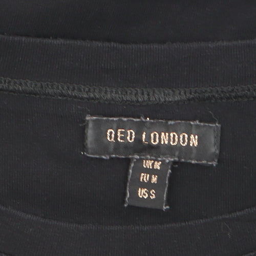 QED London Womens Black Beaded AMOUR Short Sleeve Cotton T-Shirt M