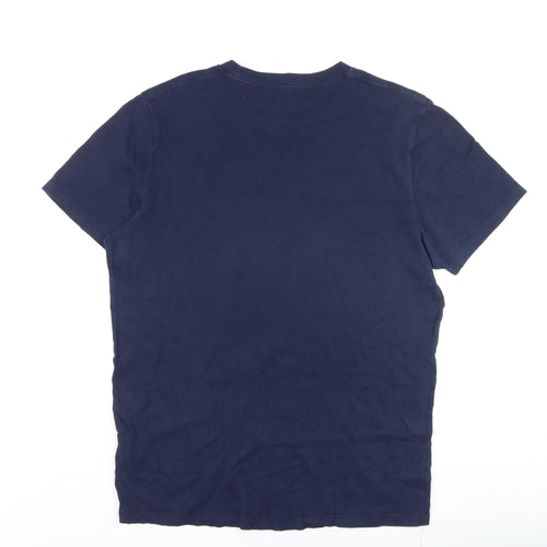 Hollister Men Blue Slim Fit Crew Neck Cotton T-Shirt M