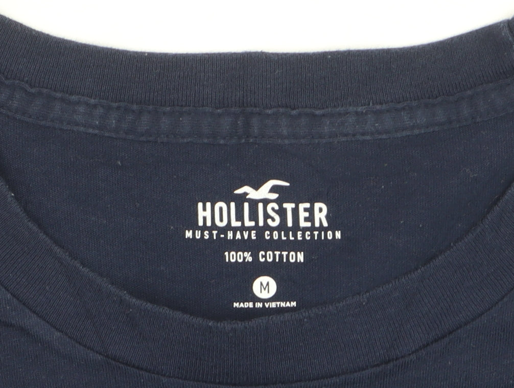 Hollister Men Blue Slim Fit Crew Neck Cotton T-Shirt M