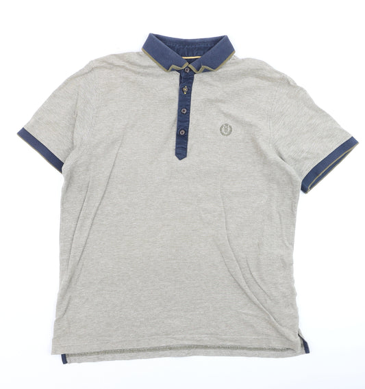 Henri Lloyd Men's Grey Short Sleeve Slim Fit Polo Shirt L