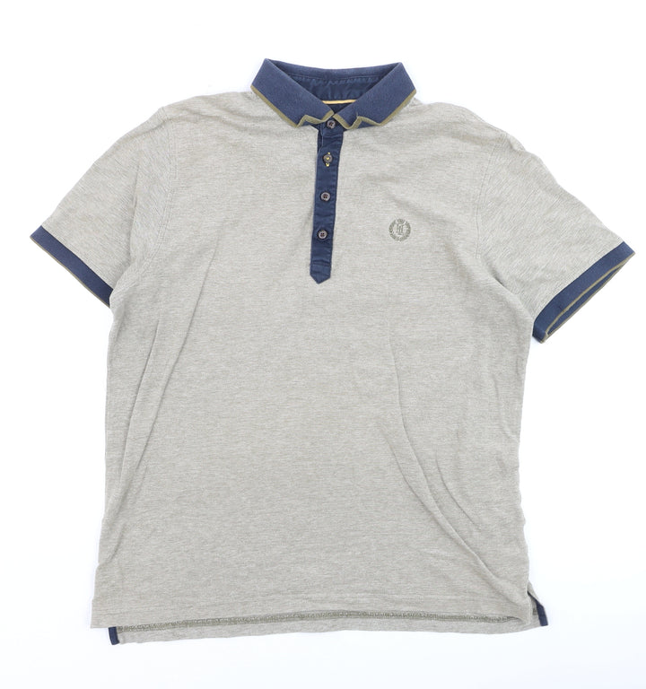 Henri Lloyd Men's Grey Short Sleeve Slim Fit Polo Shirt L