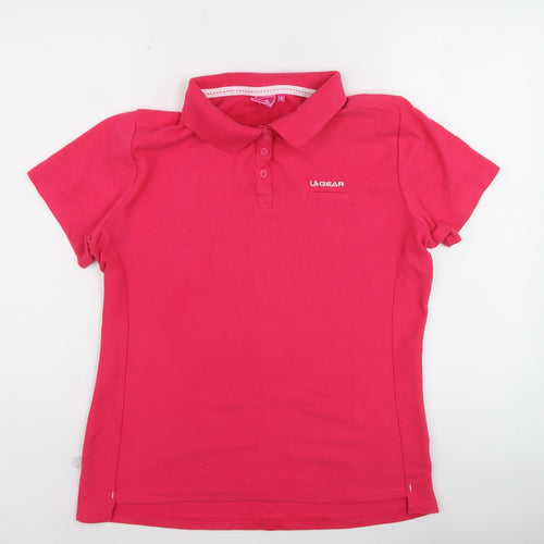 LA Gear Women's Pink Polo Shirt Size 16 Short Sleeve Cotton