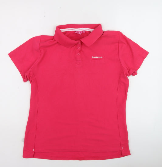 LA Gear Women's Pink Polo Shirt Size 16 Short Sleeve Cotton