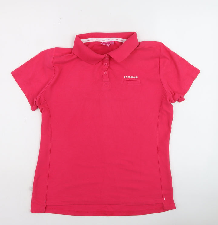 LA Gear Women's Pink Polo Shirt Size 16 Short Sleeve Cotton