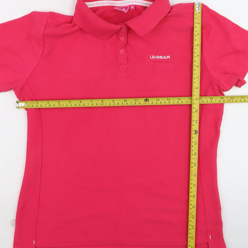 LA Gear Women's Pink Polo Shirt Size 16 Short Sleeve Cotton