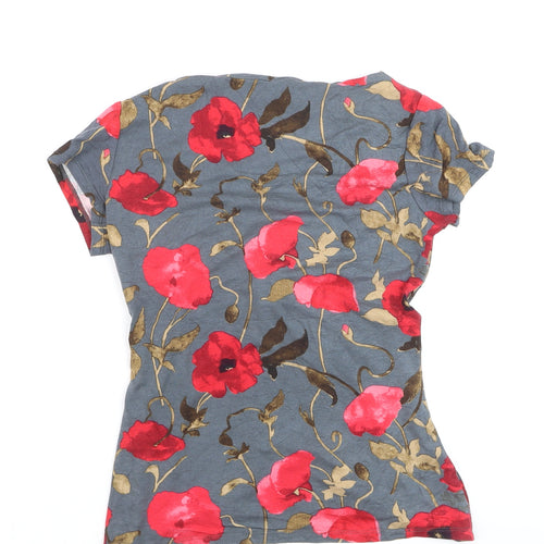 Laura Ashley Women's Floral Wrap T-Shirt Grey Red Size 10