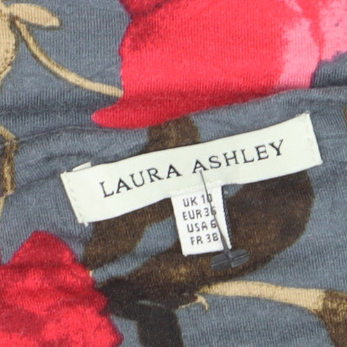 Laura Ashley Women's Floral Wrap T-Shirt Grey Red Size 10