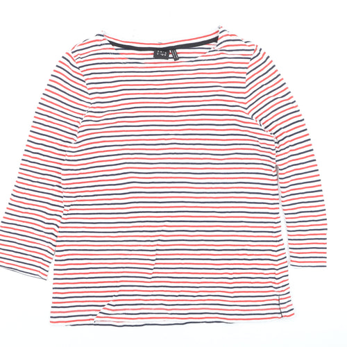 Editor's Cut Women's Multicoloured Striped 3/4 Sleeve Cotton T-Shirt Size 12