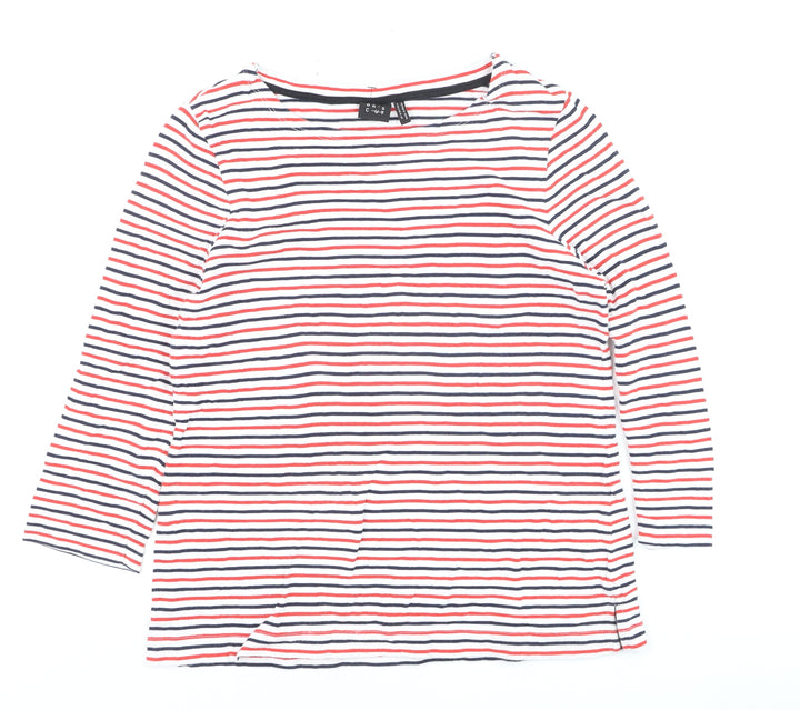 Editor's Cut Women's Multicoloured Striped 3/4 Sleeve Cotton T-Shirt Size 12