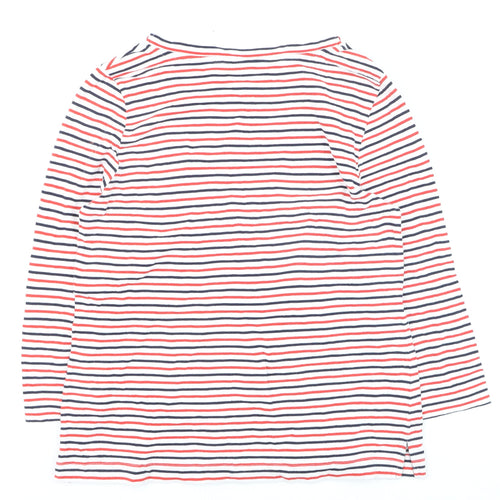Editor's Cut Women's Multicoloured Striped 3/4 Sleeve Cotton T-Shirt Size 12