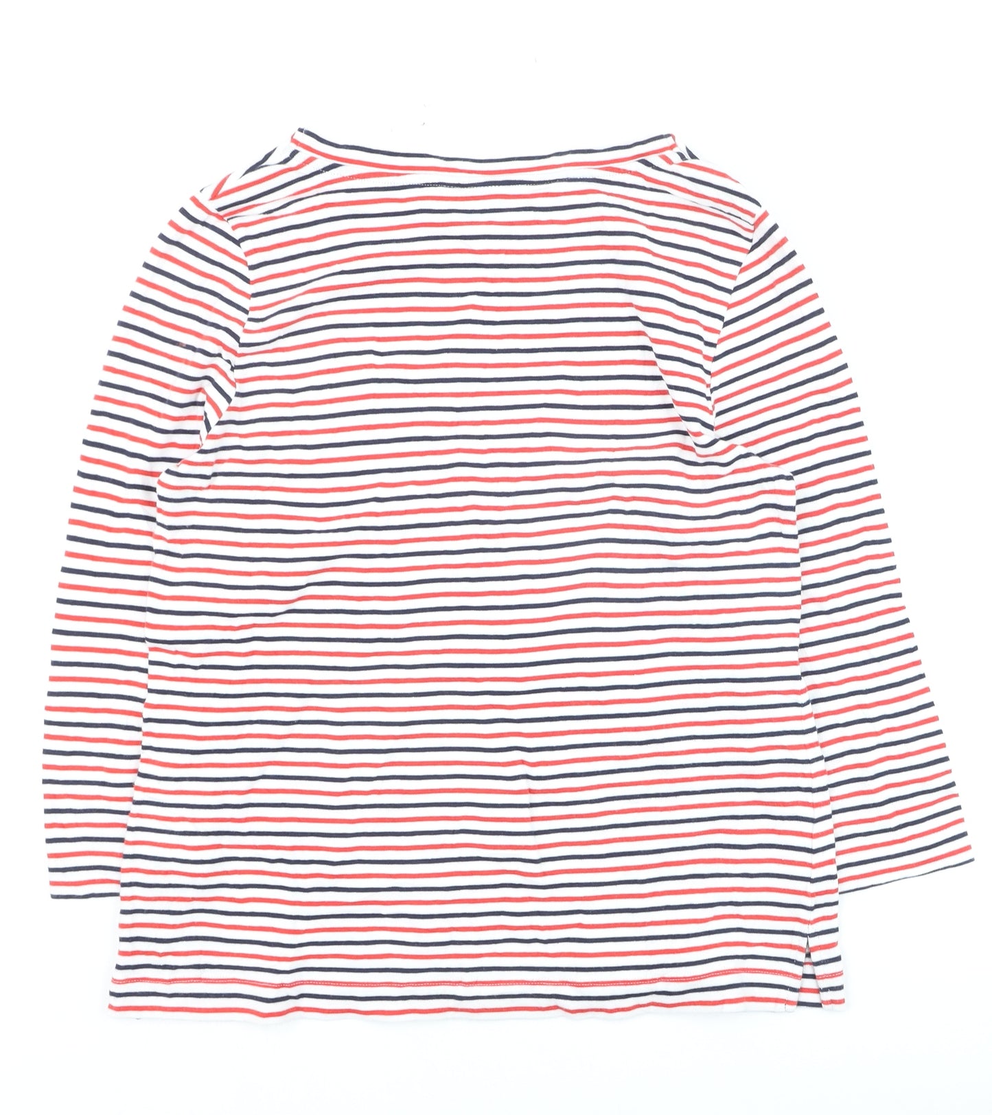 Editor's Cut Women's Multicoloured Striped 3/4 Sleeve Cotton T-Shirt Size 12