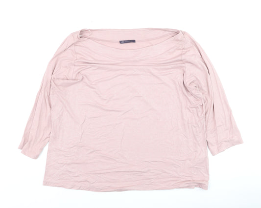 Marks and Spencer Women’s Dusky Pink 3/4 Sleeve Cotton Blend T-Shirt Size 20