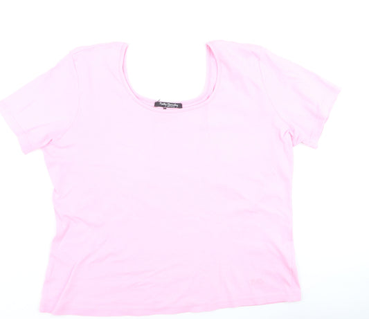 Betty Barclay Womens Pink Basic Short Sleeve Cotton T-Shirt Size 18