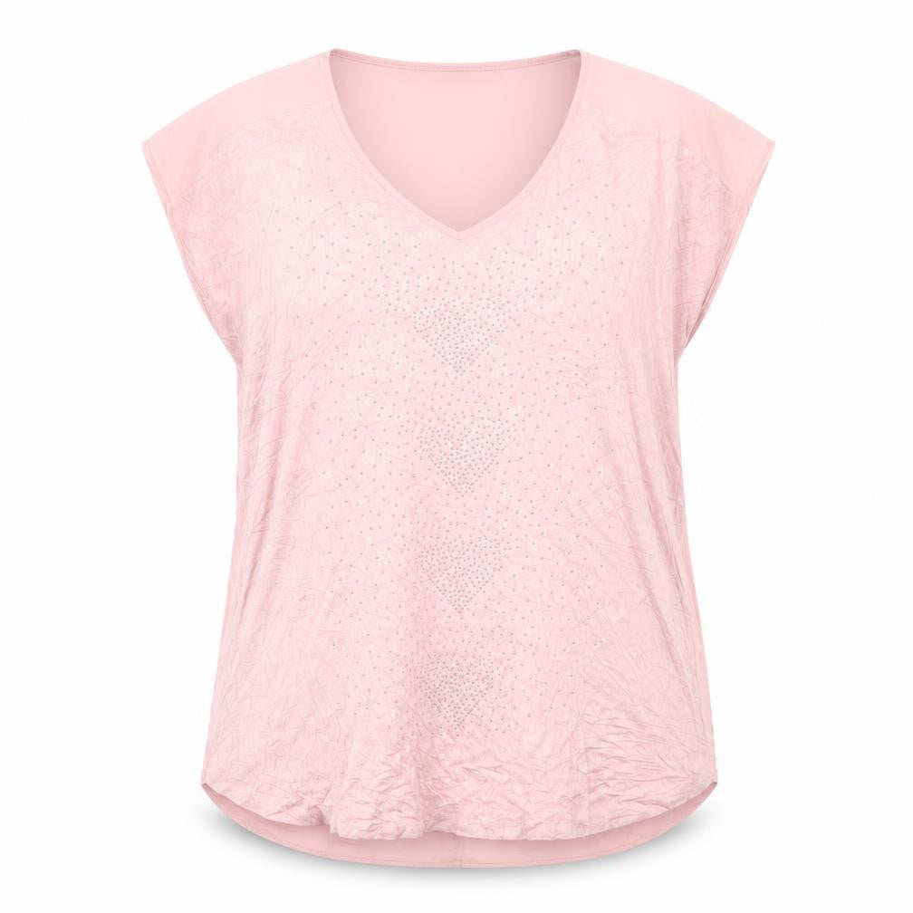Next Women Pink Beaded Chiffon Blouse Size 16 V-Neck Short Sleeve