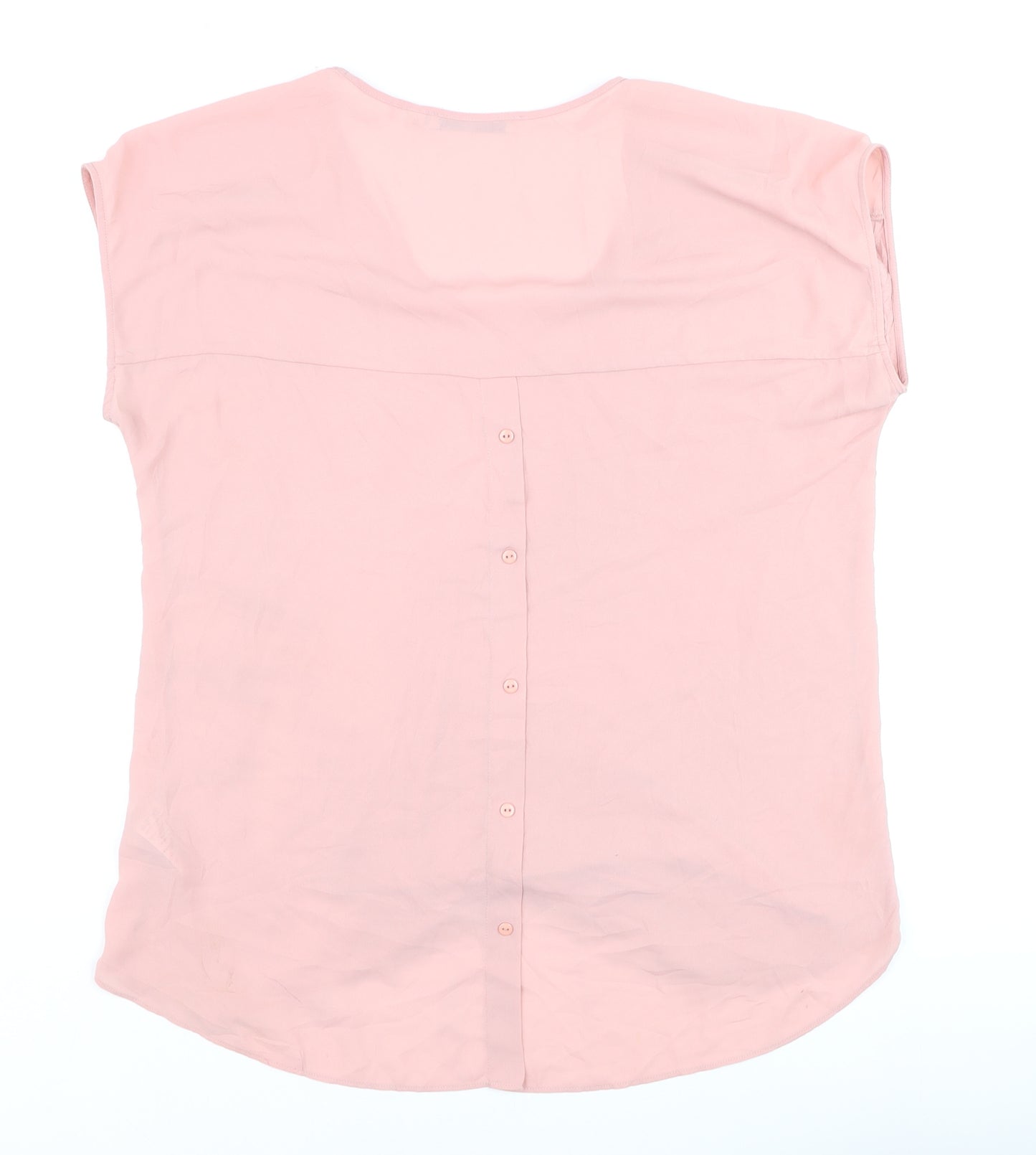 Next Women Pink Beaded Chiffon Blouse Size 16 V-Neck Short Sleeve