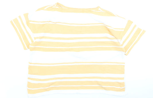 Marks and Spencer Women’s Orange White Striped Cotton T-Shirt Size 16