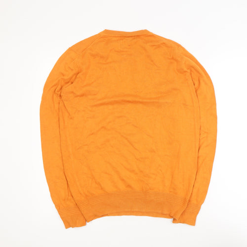 Lyle & Scott Mens Orange V-Neck Cotton Knit Pullover Sweatshirt M