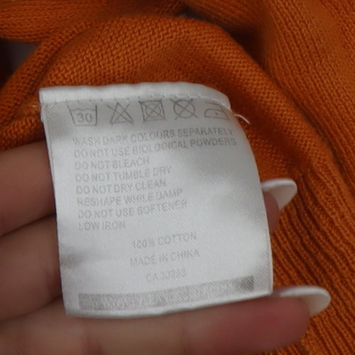Lyle & Scott Mens Orange V-Neck Cotton Knit Pullover Sweatshirt M