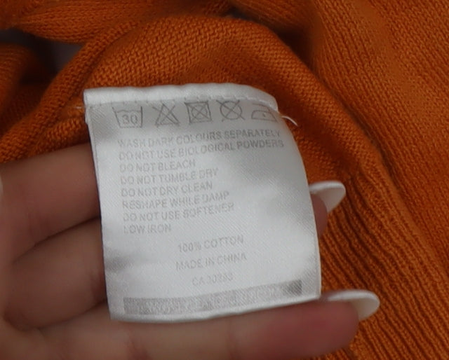 Lyle & Scott Mens Orange V-Neck Cotton Knit Pullover Sweatshirt M