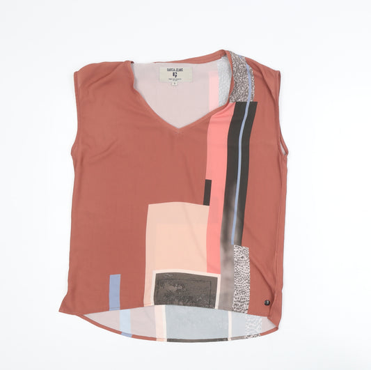 Garcia Jeans Womens Multicoloured Sleeveless V-Neck Blouse S