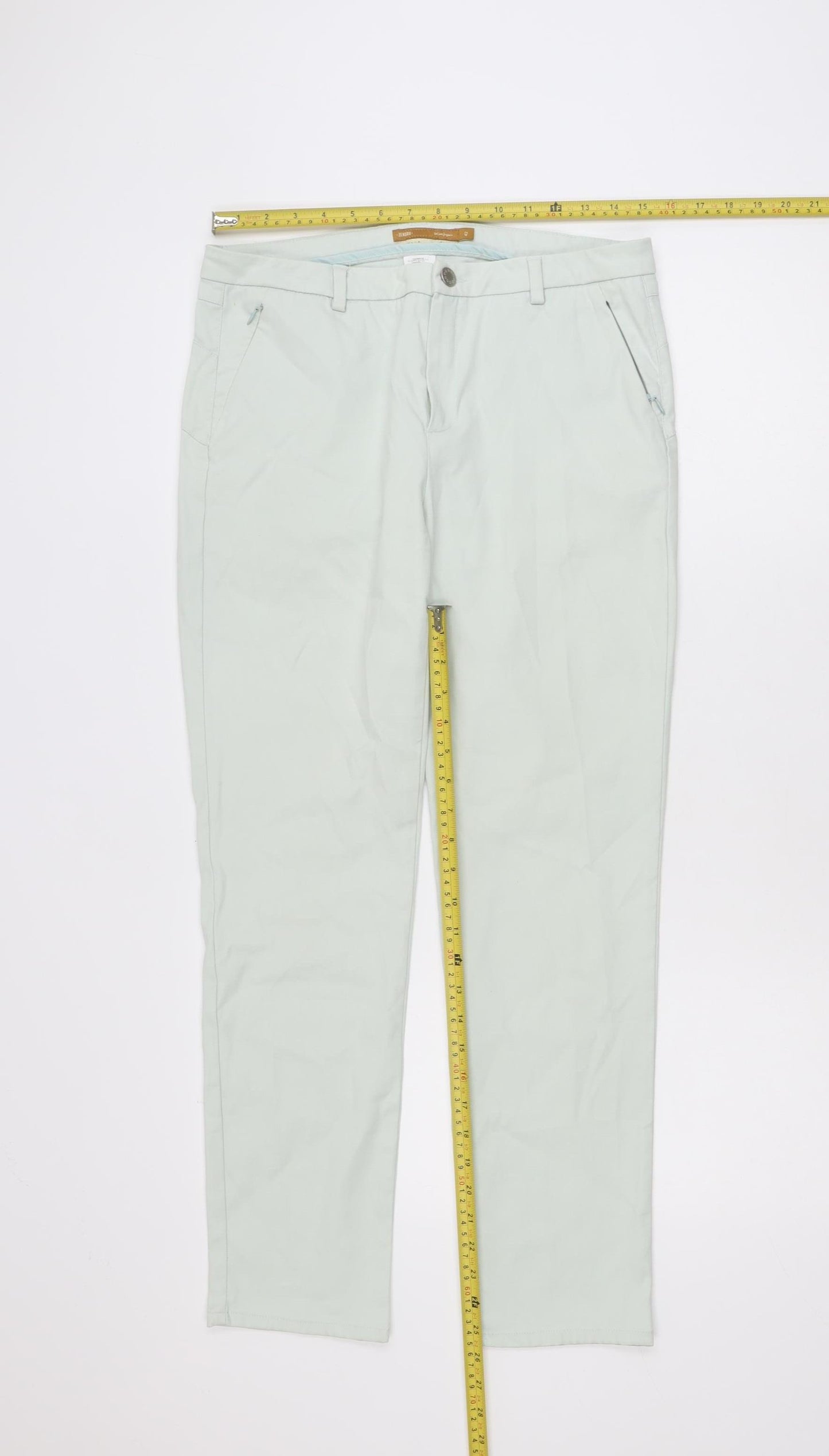 Zendra Women’s Beige Straight Leg Cotton Jeans Size 14