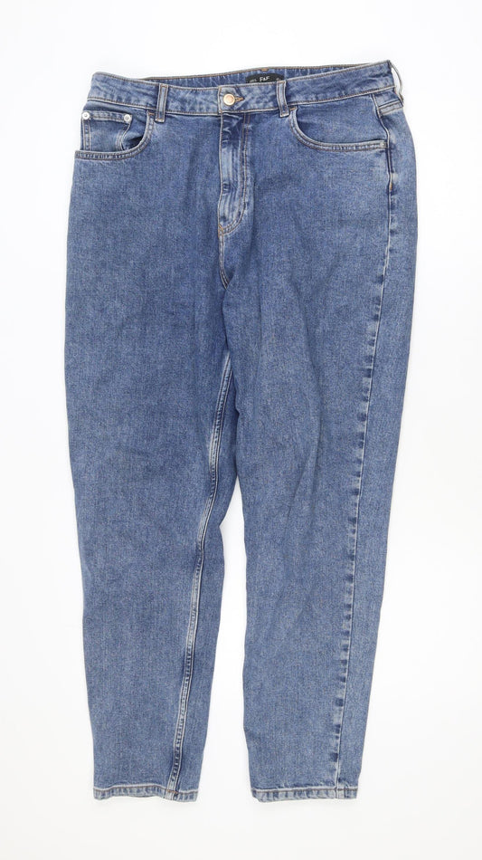 F&F Women’s Blue High Rise Mom Jeans Size 16 Regular Fit