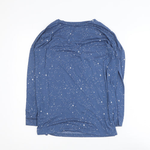 Dunnes Stores Women's Blue Star Print Long Sleeve Jersey T-Shirt XS