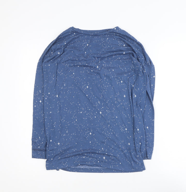 Dunnes Stores Women's Blue Star Print Long Sleeve Jersey T-Shirt XS