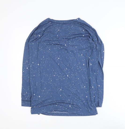 Dunnes Stores Women's Blue Star Print Long Sleeve Jersey T-Shirt XS