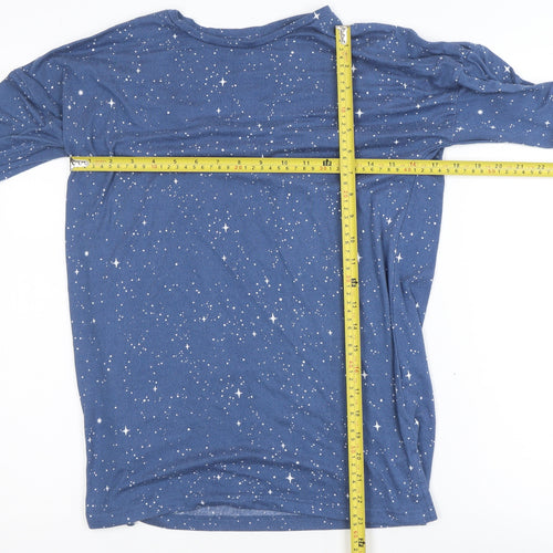 Dunnes Stores Women's Blue Star Print Long Sleeve Jersey T-Shirt XS