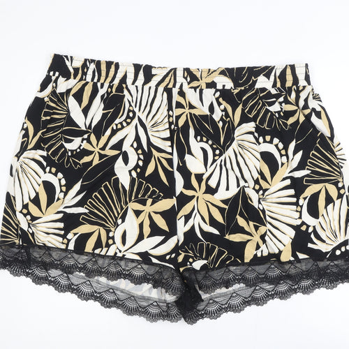 V by Very Womens Multicoloured Floral Lace Trim Hot Pants Shorts Size 26