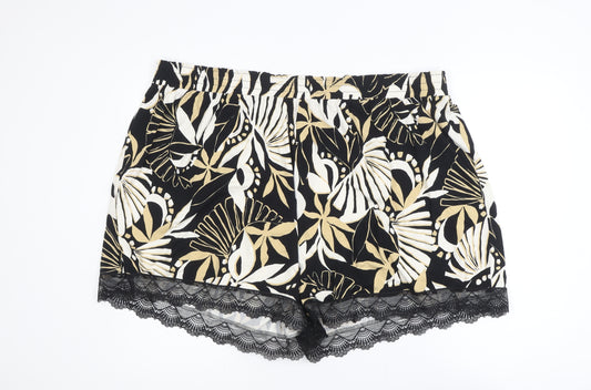 V by Very Womens Multicoloured Floral Lace Trim Hot Pants Shorts Size 26