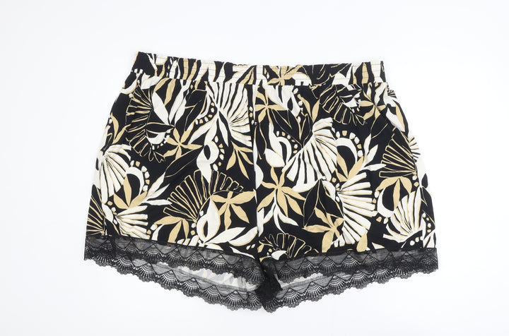 V by Very Womens Multicoloured Floral Lace Trim Hot Pants Shorts Size 26