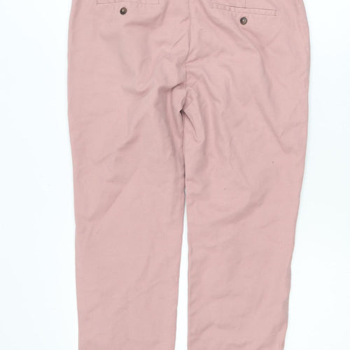 Zara Womens Pink Chino Trousers Size 12 Slim Fit Cotton