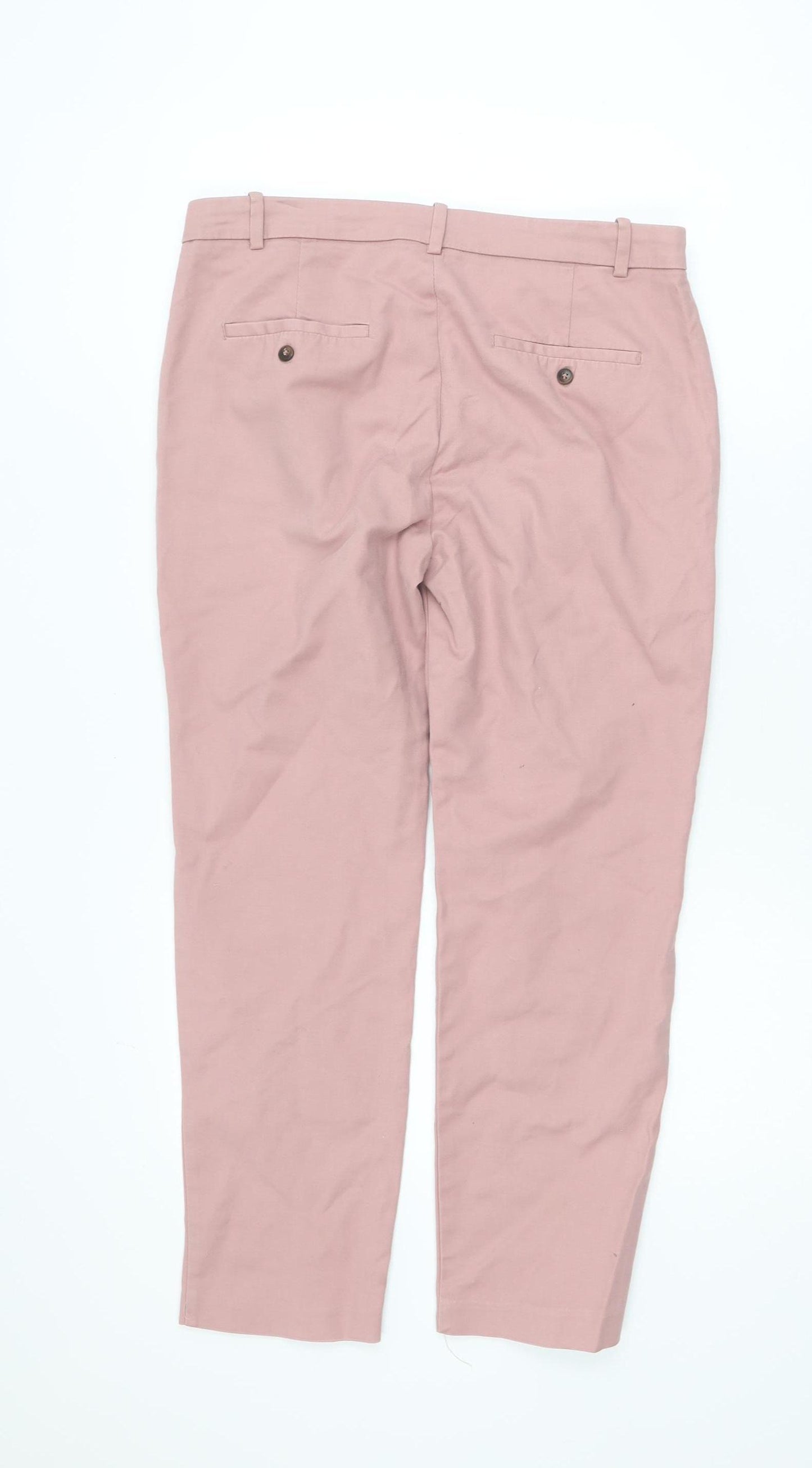 Zara Womens Pink Chino Trousers Size 12 Slim Fit Cotton
